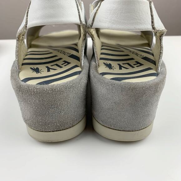 Fly London Bime Slingback Platform Wedge Sandals White Grey Women's 38 US 7.5 8 - Picture 12 of 14